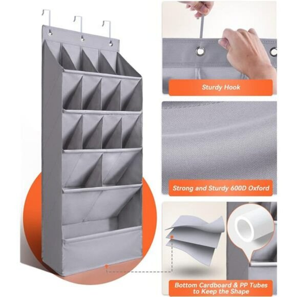 Over Door Shoe Organizer Hanging Rack 15 Pocket Closet Wall Storage Holder - Picture 3 of 7